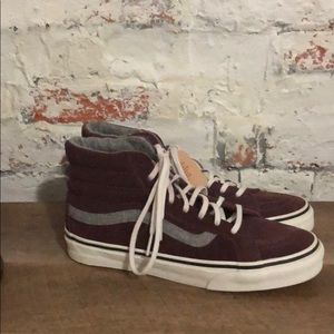 Burgundy vans with grey stripe, new with tags